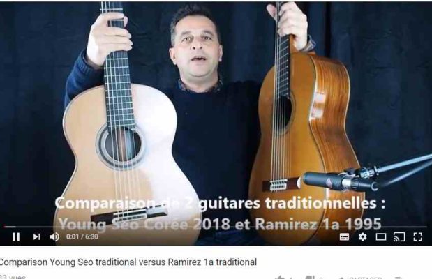 vidéo comparative entre une guitare classique du luthier Young Seo et une guitare classique du luthier José Ramirez