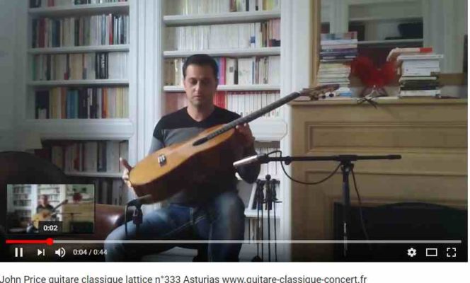 video de la guitare classique n°333 du luthier John Price à vendre